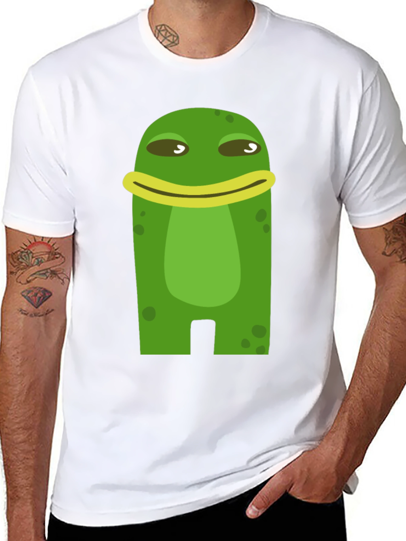 Funny Frog Cartoon Graphic Black T-Shirt