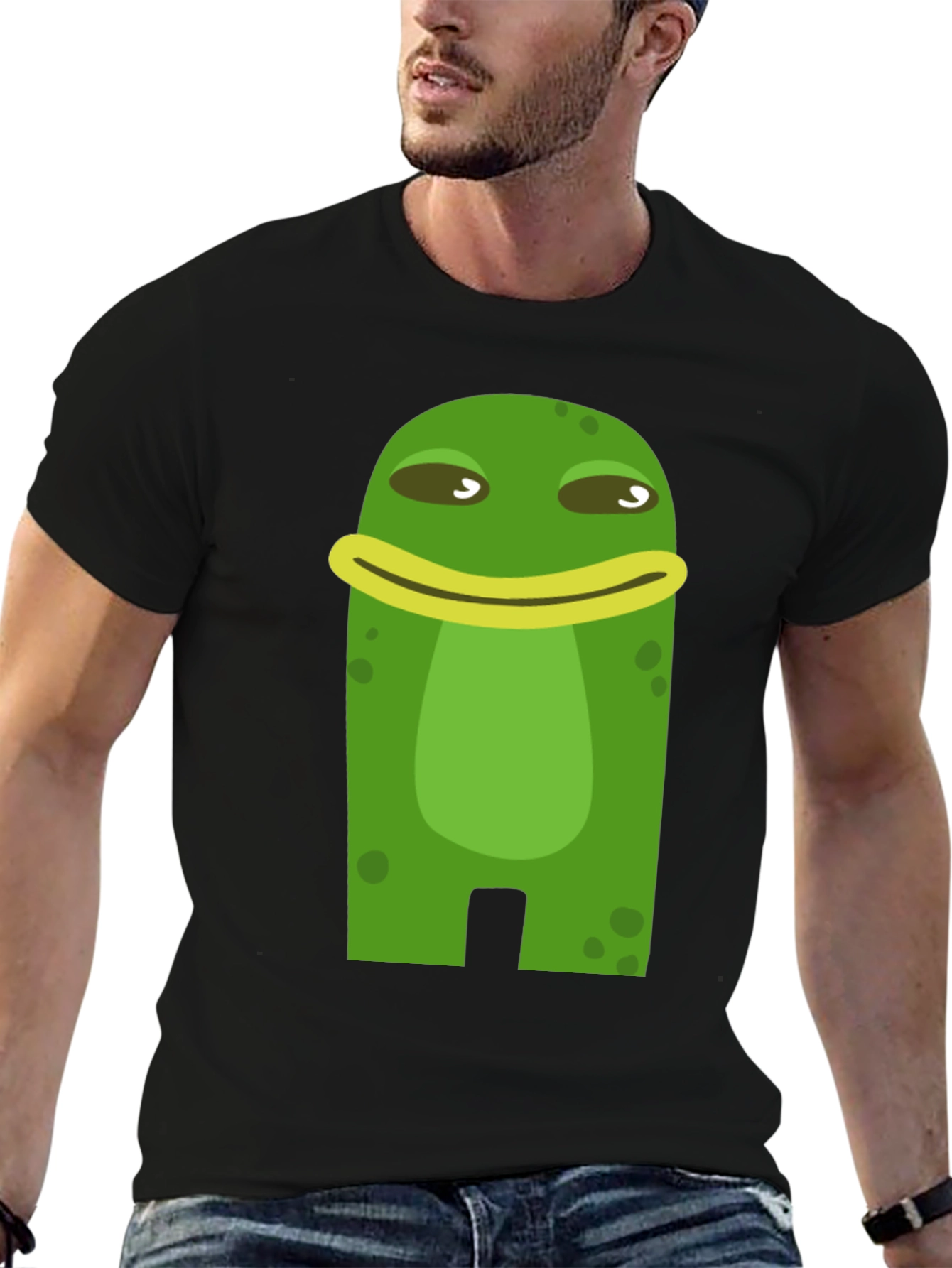 Funny Frog Cartoon Graphic Black T-Shirt