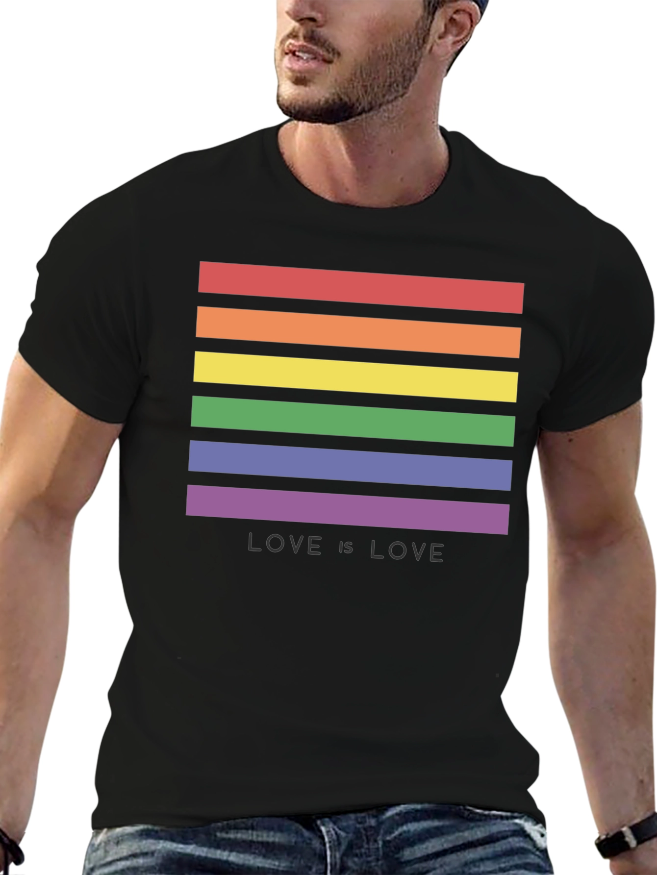 Love is Love LGBT Pride Rainbow Striped T-Shirt