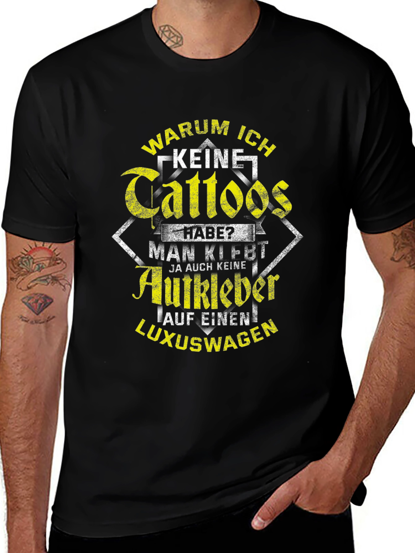 Humorous Graphic Tee: Warum Ich Keine Tattoos Habe?