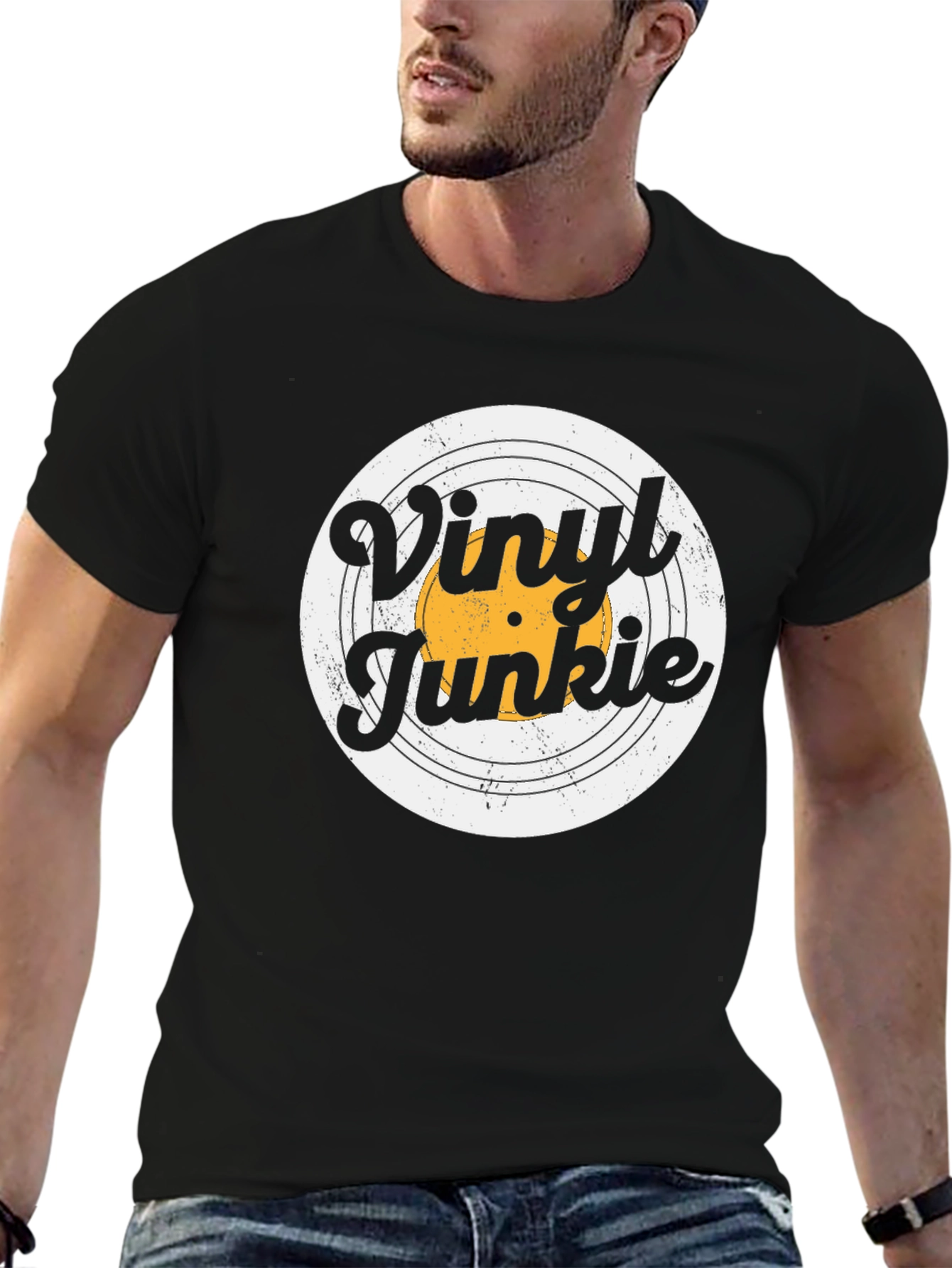 Vinyl Junkie Retro Black T-Shirt