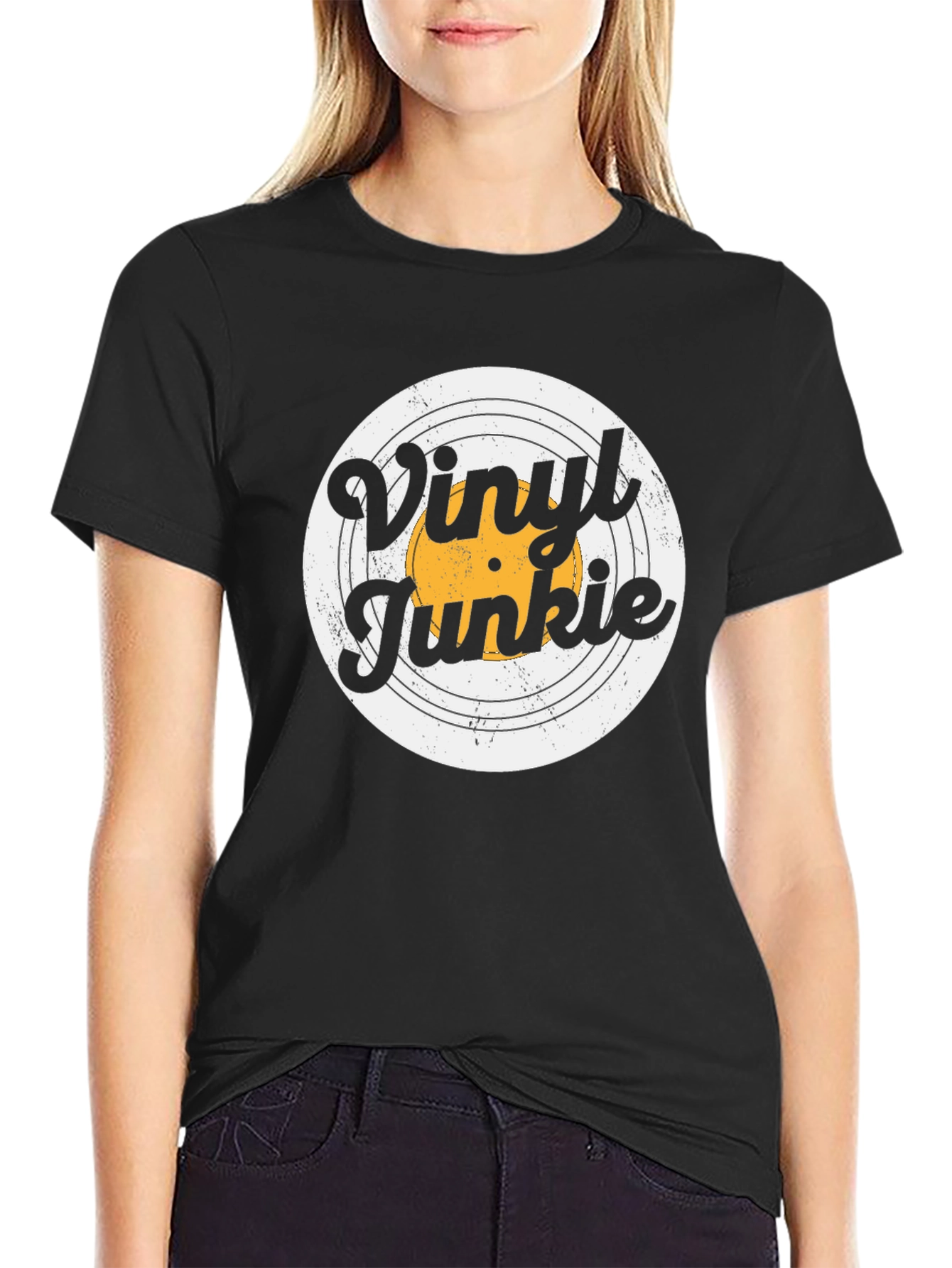 Vinyl Junkie Retro Black T-Shirt