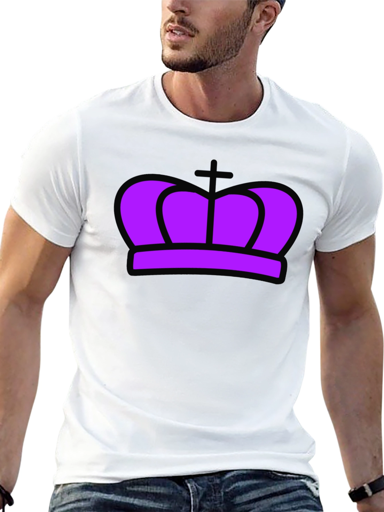 Purple Crown Graphic Black T-Shirt