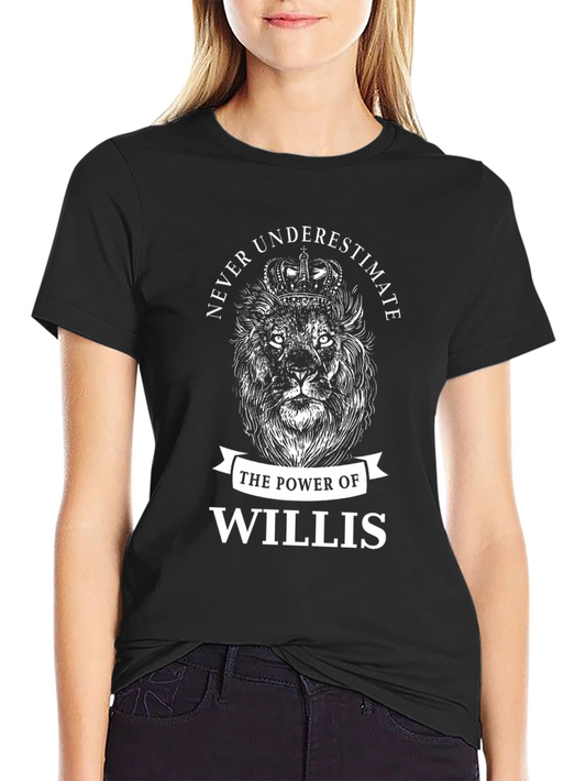 Never Underestimate Willis Black Lion Graphic T-Shirt
