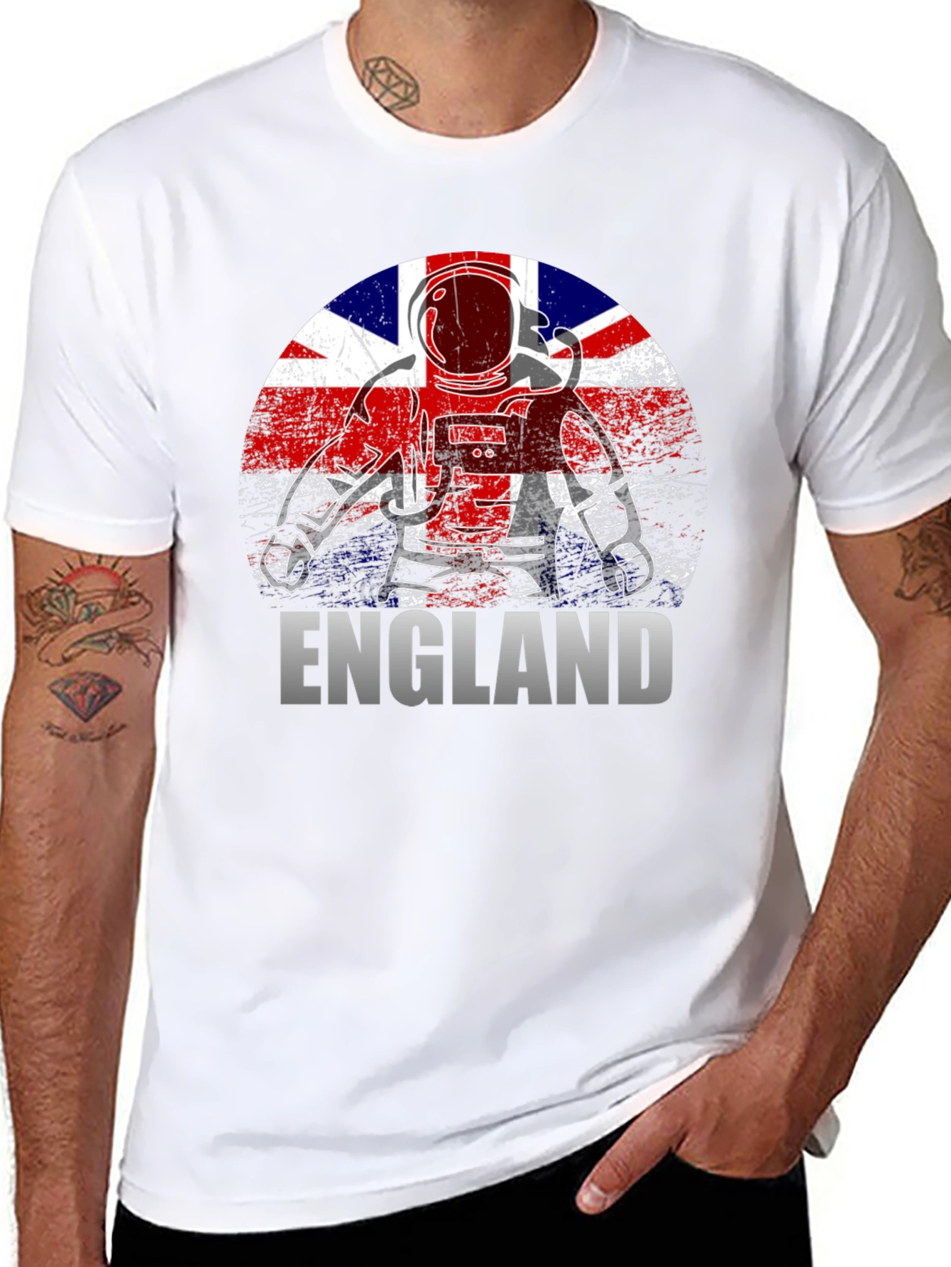 England Astronaut T-Shirt - Union Jack Flag Design