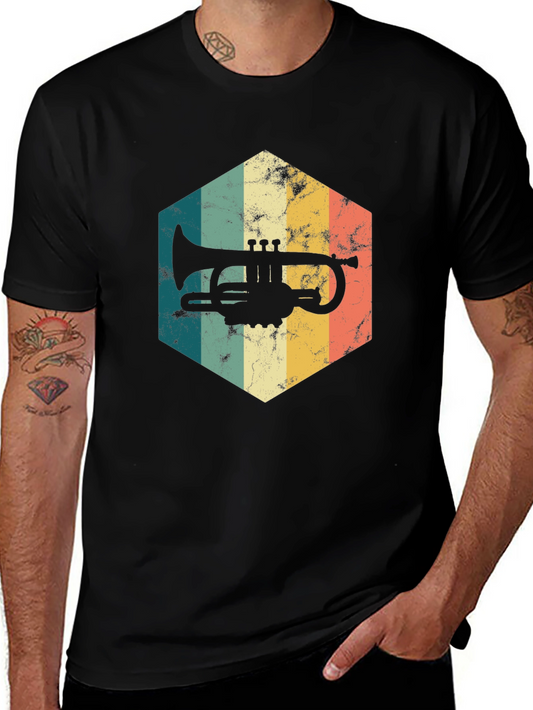 Retro Trumpet Graphic Tee - Vintage Style Music Shirt