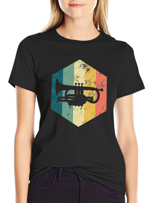 Retro Trumpet Graphic Tee - Vintage Style Music Shirt