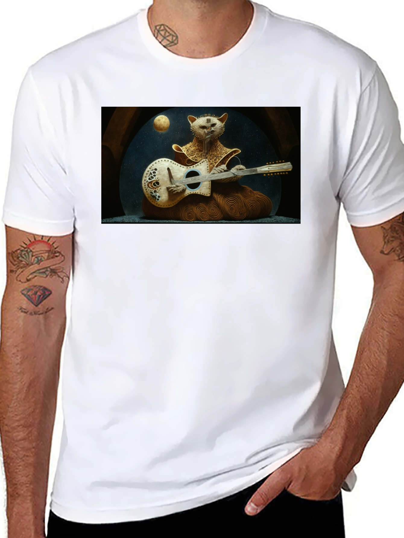 Musician Cat Graphic T-Shirt
