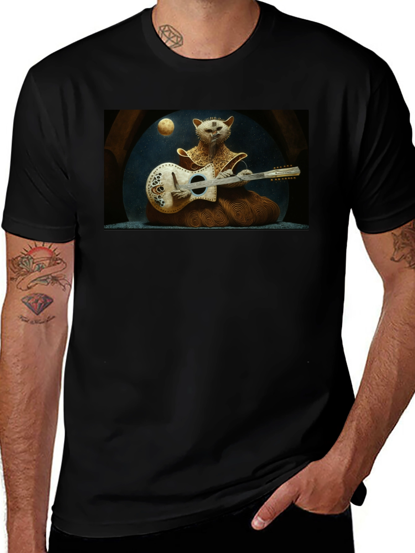 Musician Cat Graphic T-Shirt
