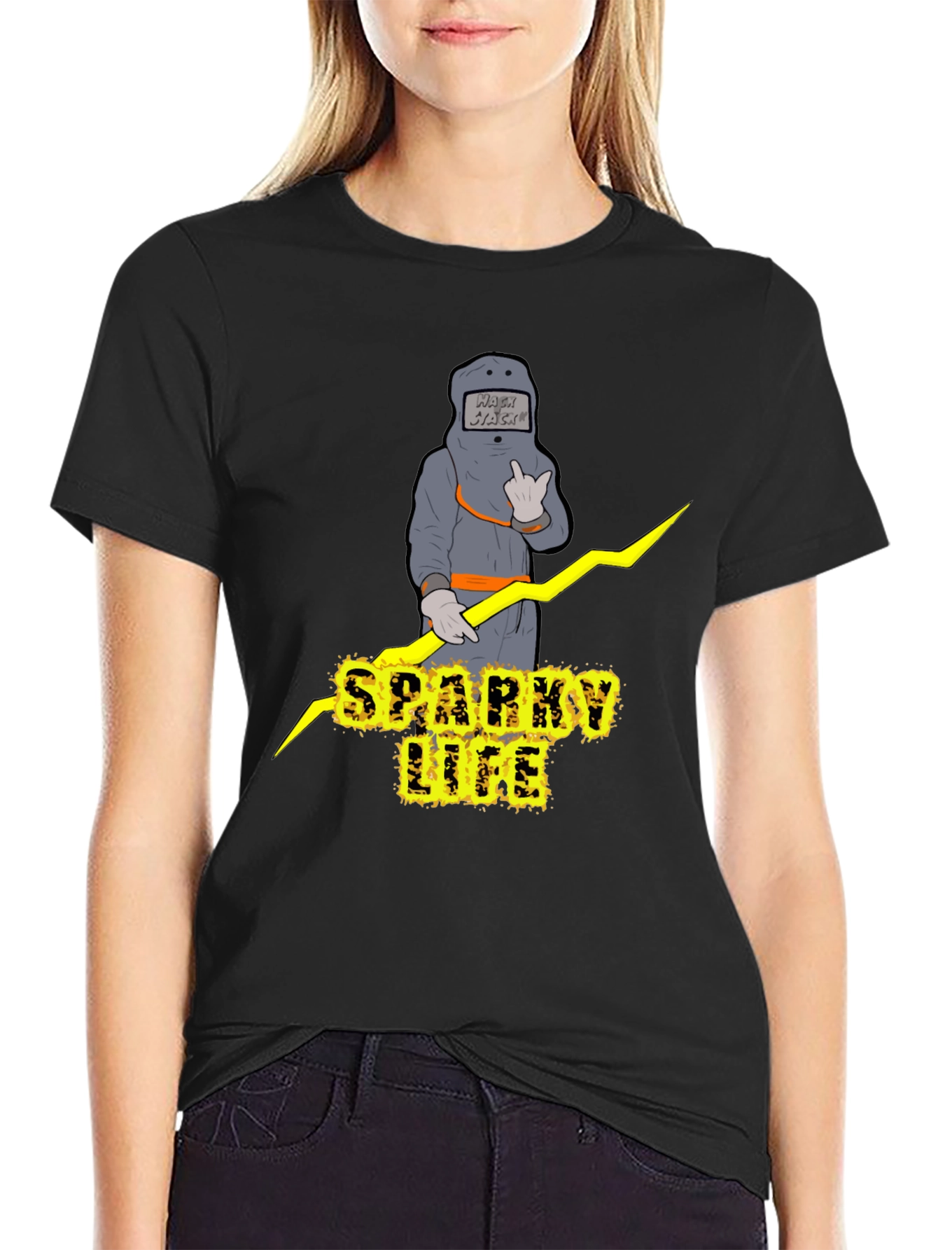 Sparky Life Graphic T-Shirt - Black Crew Neck Tee