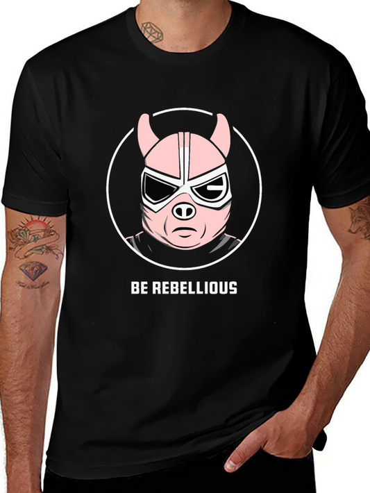 Be Rebellious Pig Wrestler T-Shirt - Black