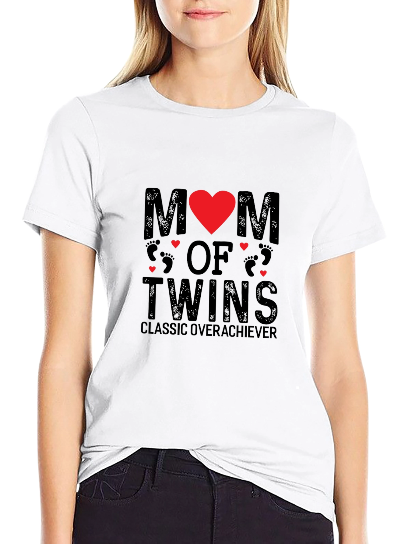 Mom of Twins T-Shirt - Classic Overachiever Design