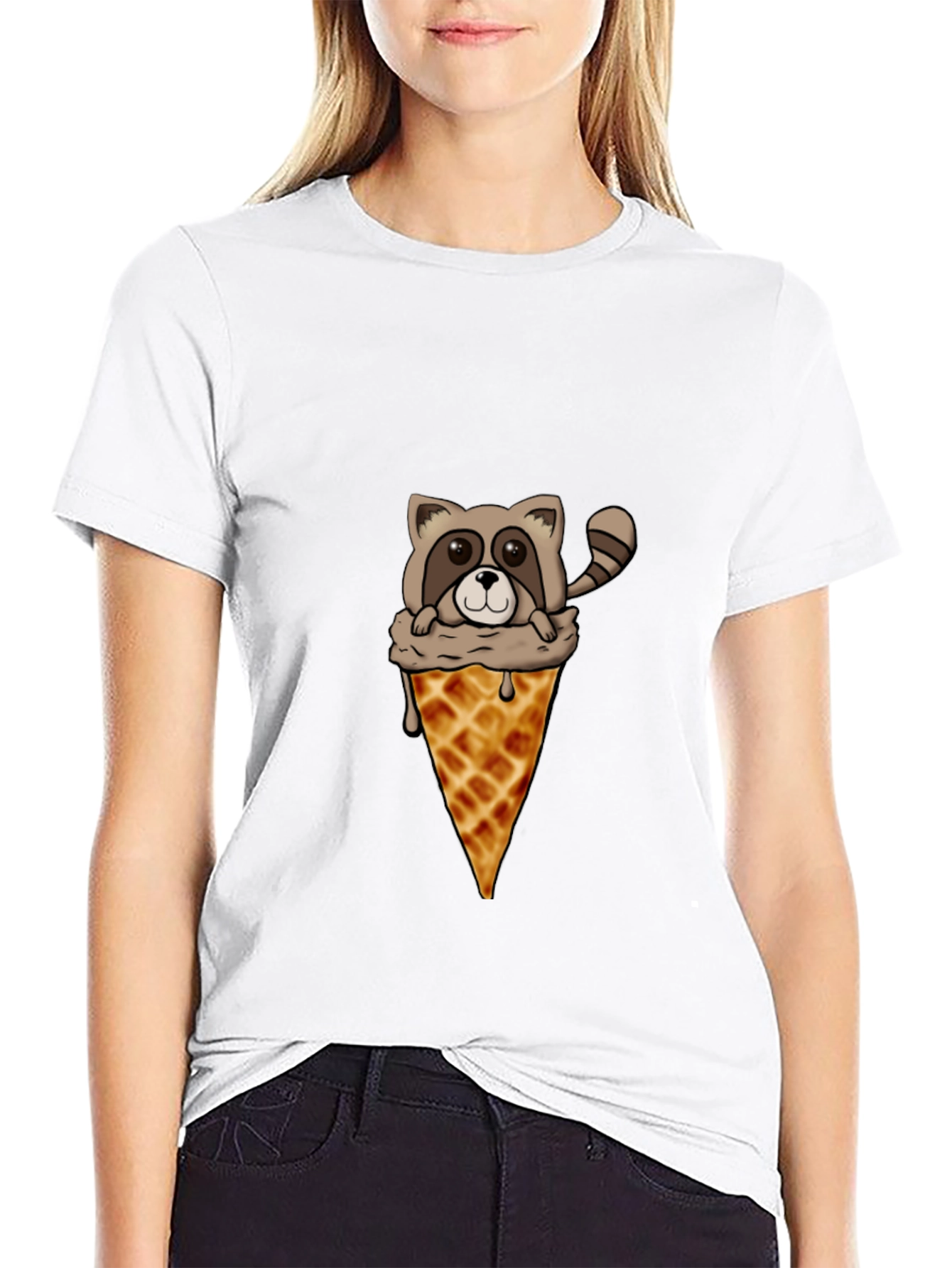 Raccoon Ice Cream Cone Graphic Tee