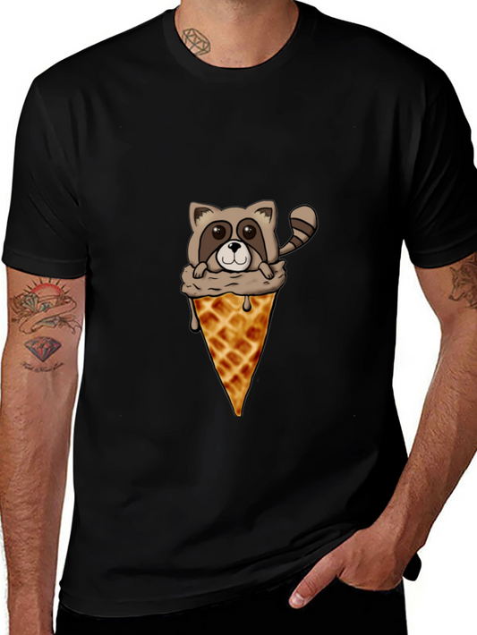Raccoon Ice Cream Cone Graphic Tee