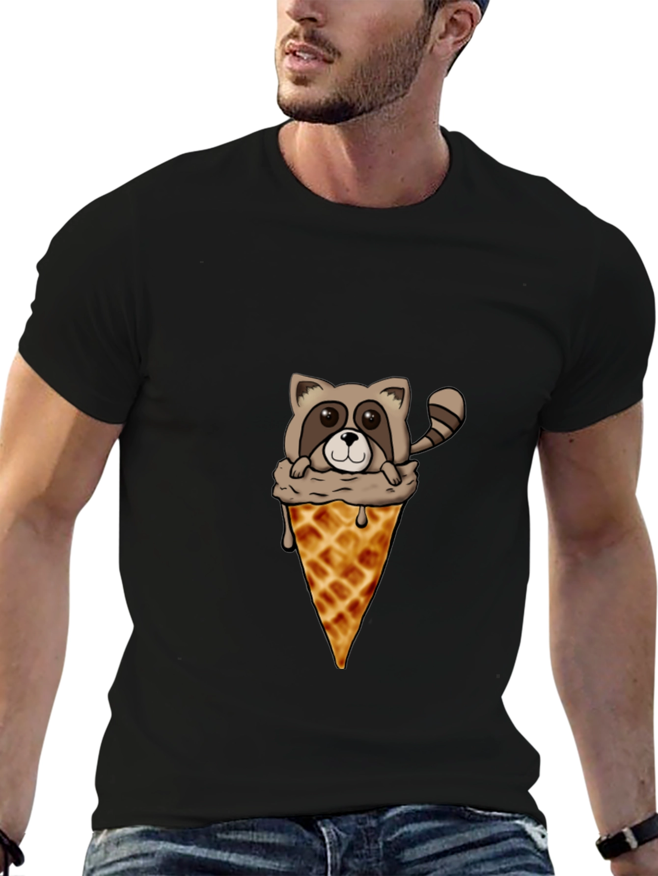 Raccoon Ice Cream Cone Graphic Tee