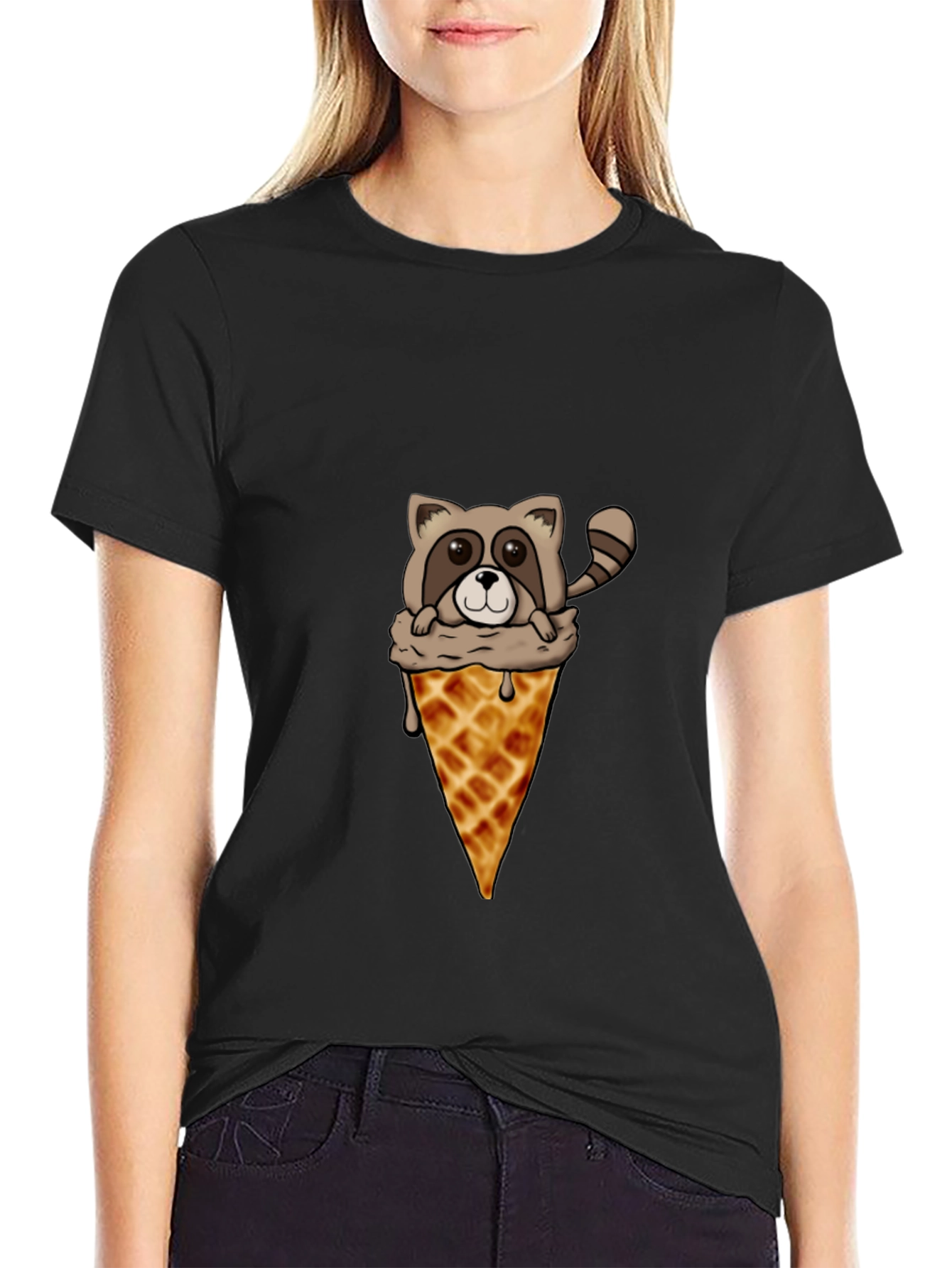 Raccoon Ice Cream Cone Graphic Tee