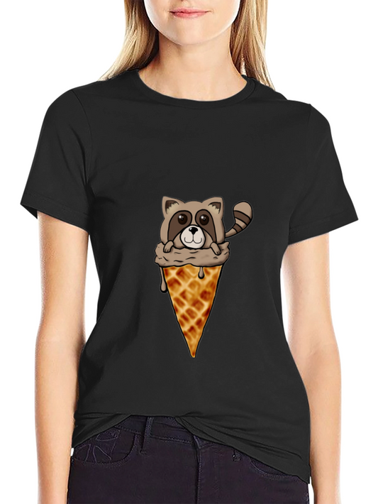 Raccoon Ice Cream Cone Graphic Tee