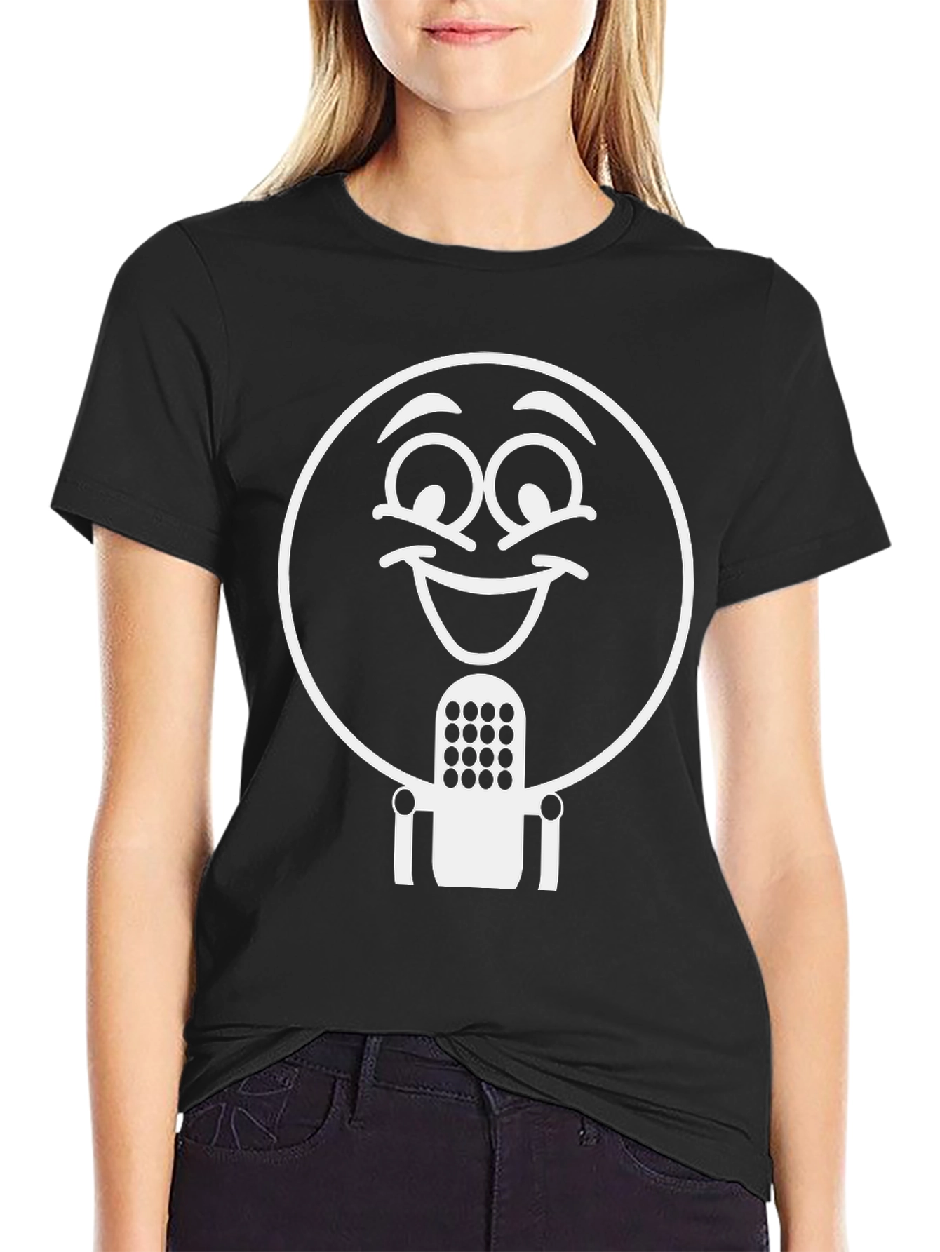 Smiling Microphone Graphic Tee - Black