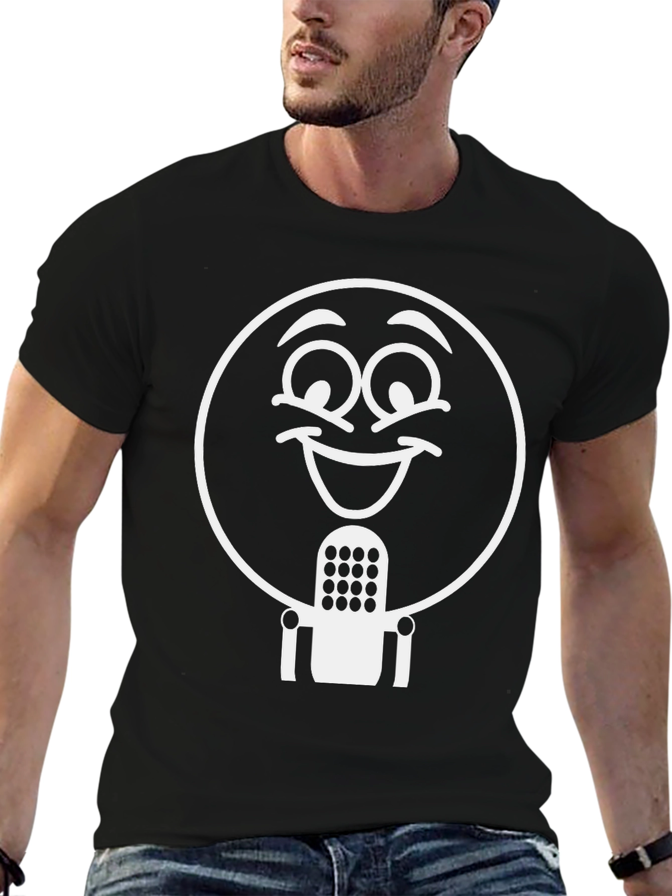 Smiling Microphone Graphic Tee - Black