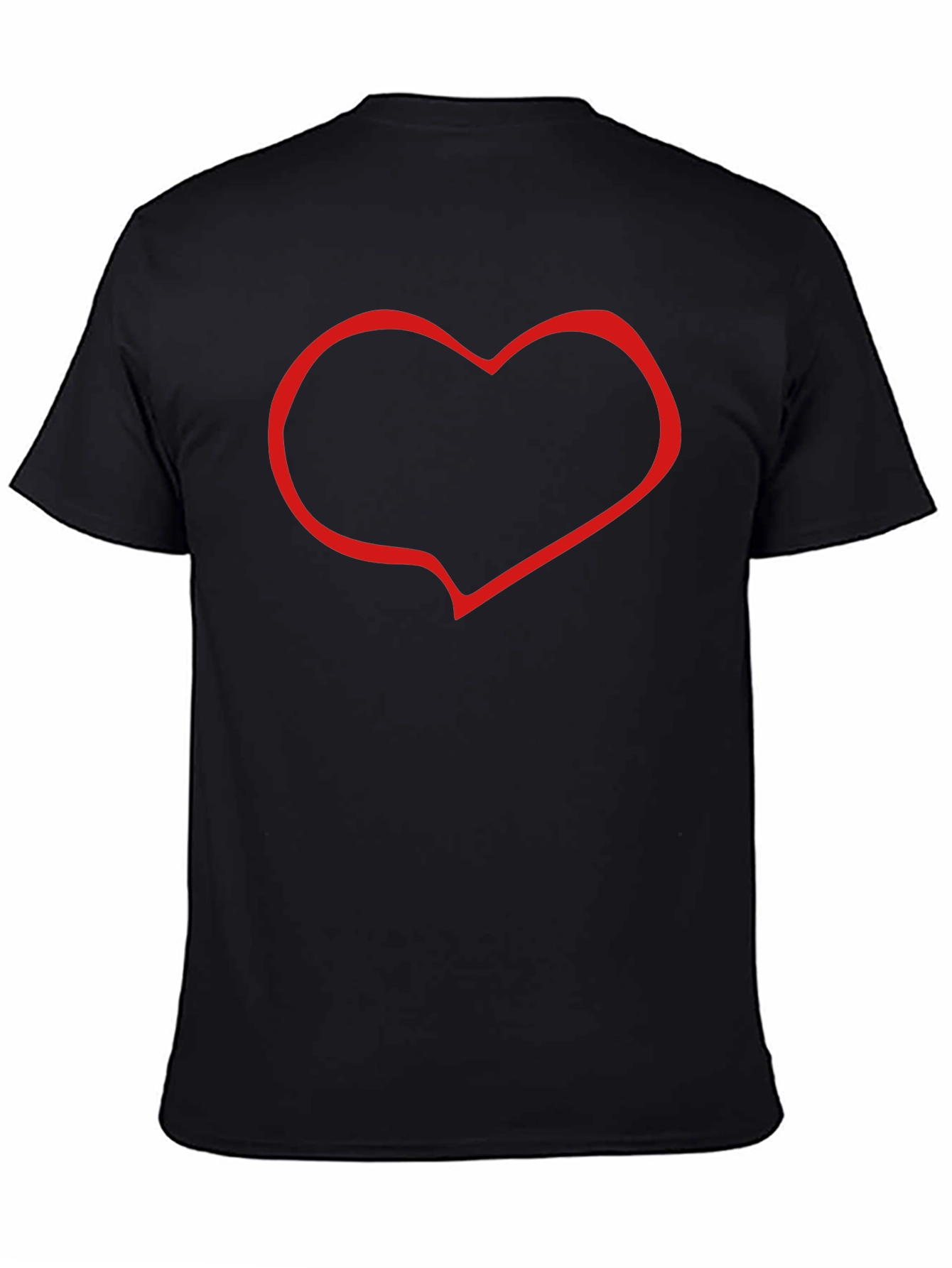 Black T-Shirt with Red Heart Outline