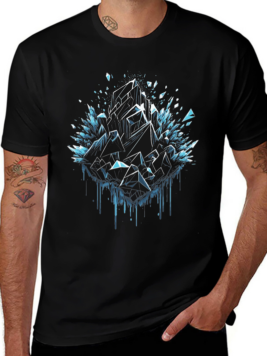 Abstract Crystal Graphic Tee - Premium Black T-Shirt