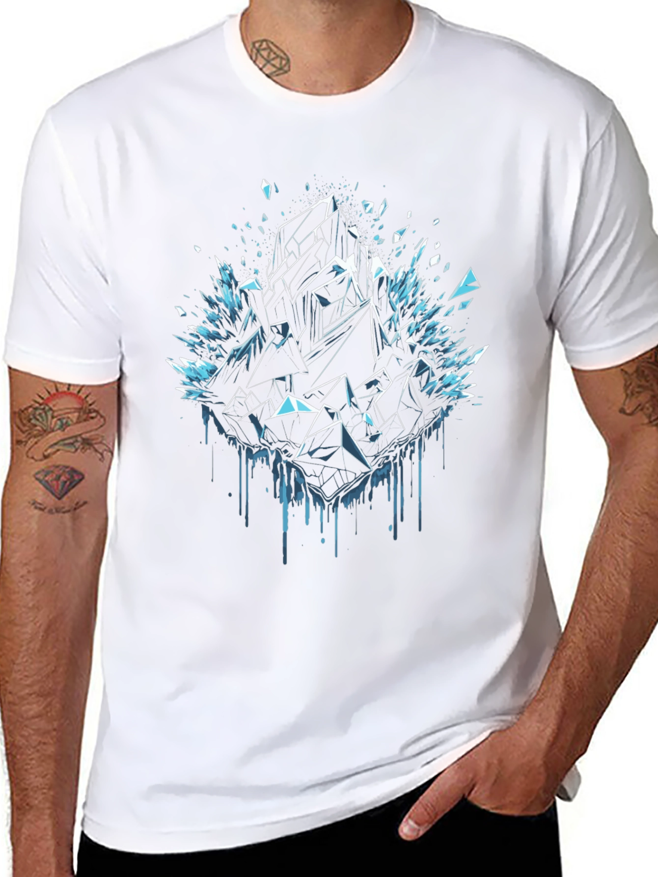 Abstract Crystal Graphic Tee - Premium Black T-Shirt