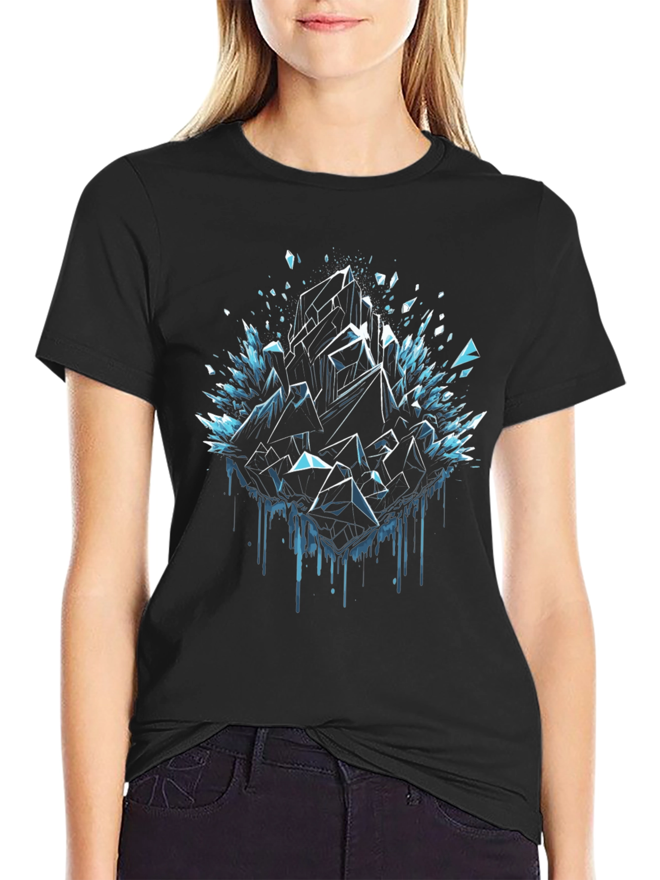 Abstract Crystal Graphic Tee - Premium Black T-Shirt