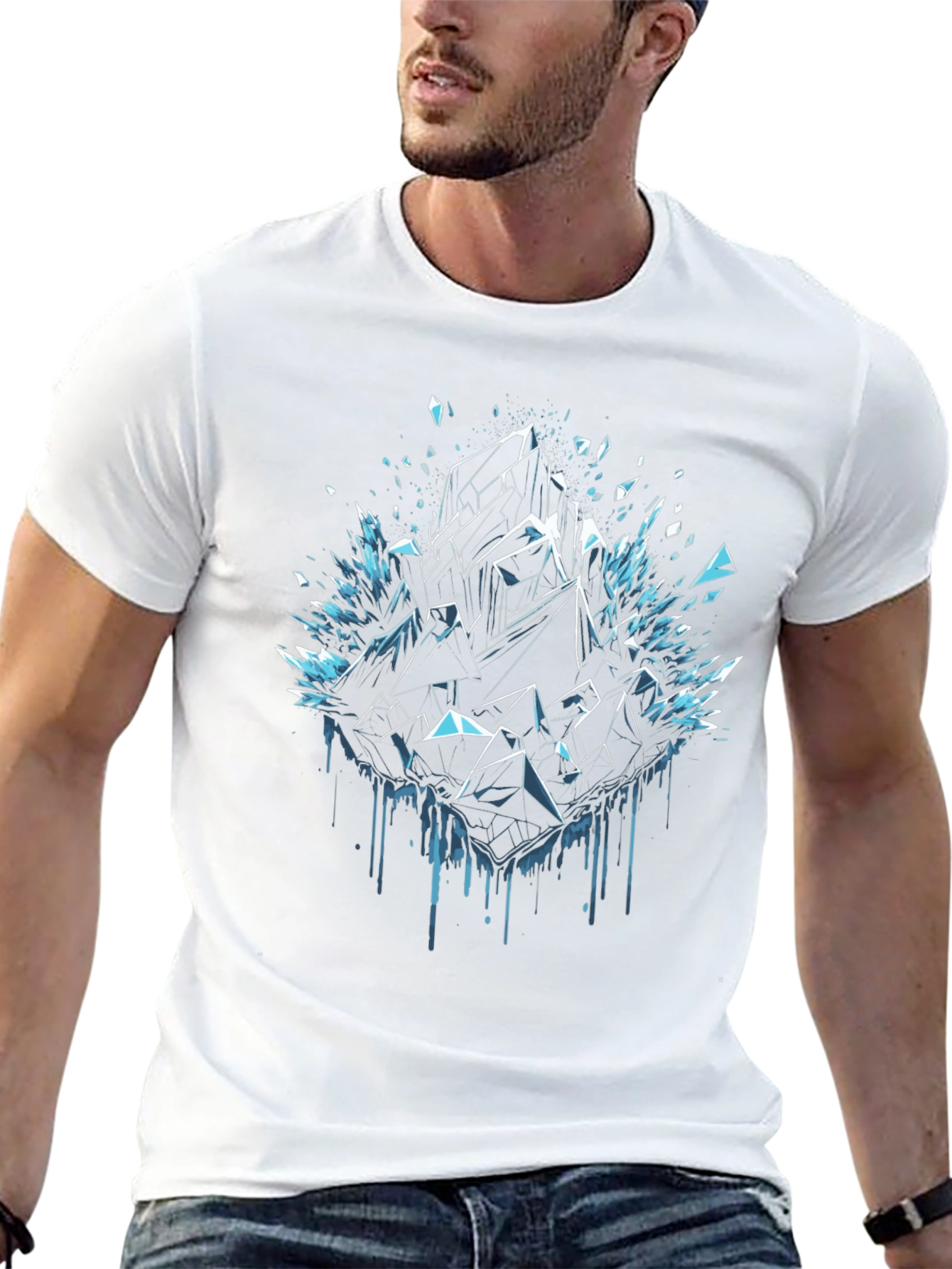 Abstract Crystal Graphic Tee - Premium Black T-Shirt
