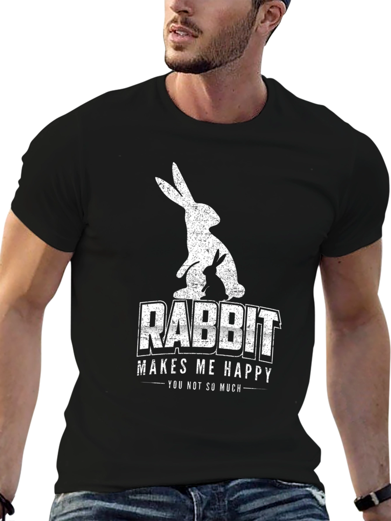 Rabbit Makes Me Happy Graphic Tee - Unisex