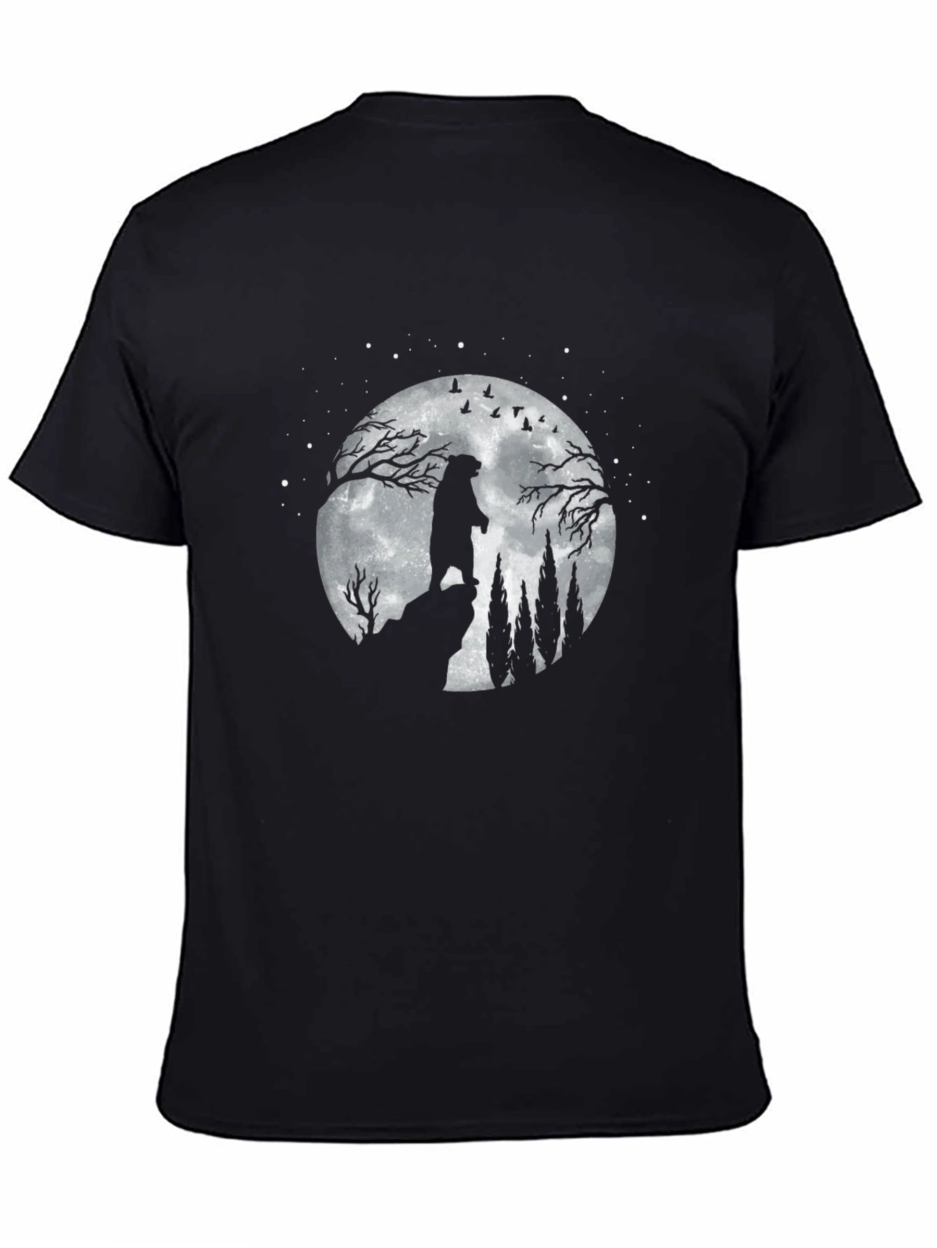 Bear Moon Silhouette Black T-Shirt