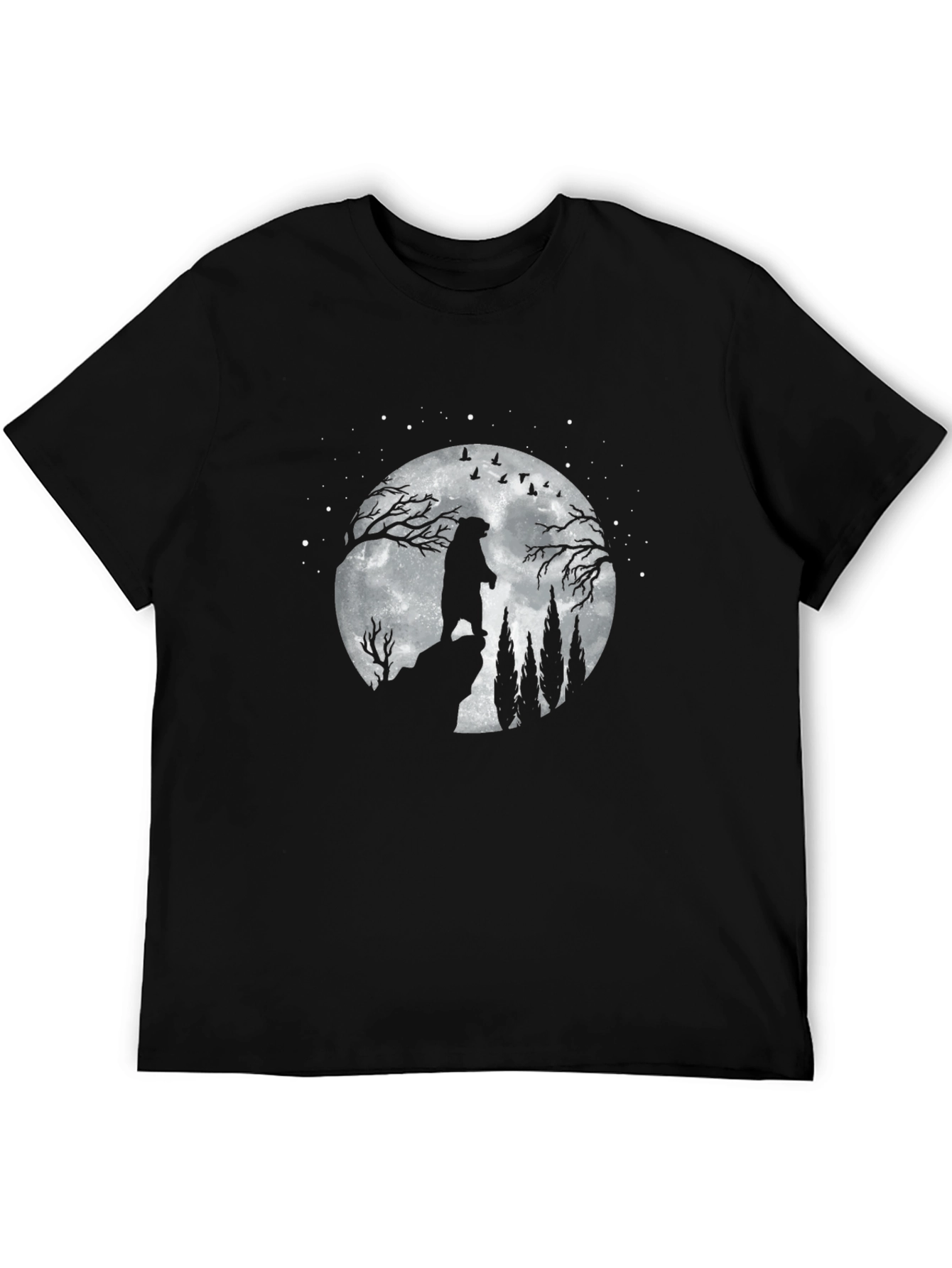 Bear Moon Silhouette Black T-Shirt