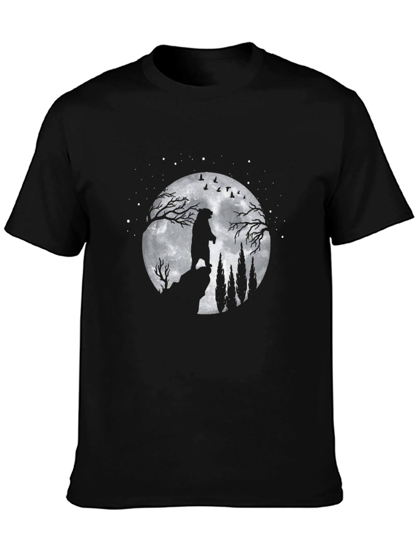 Bear Moon Silhouette Black T-Shirt