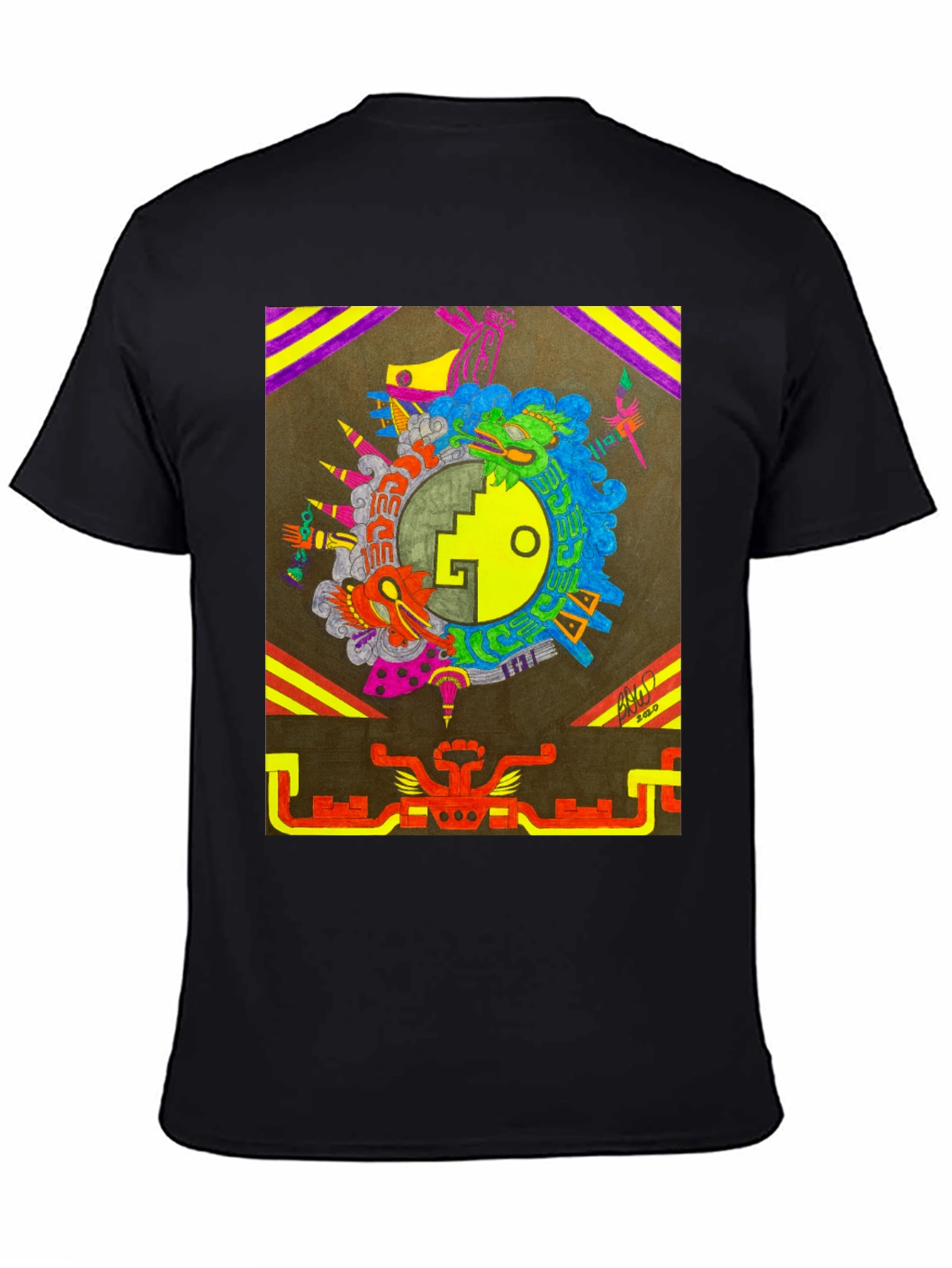 Aztec Inspired Graphic Tee - Black