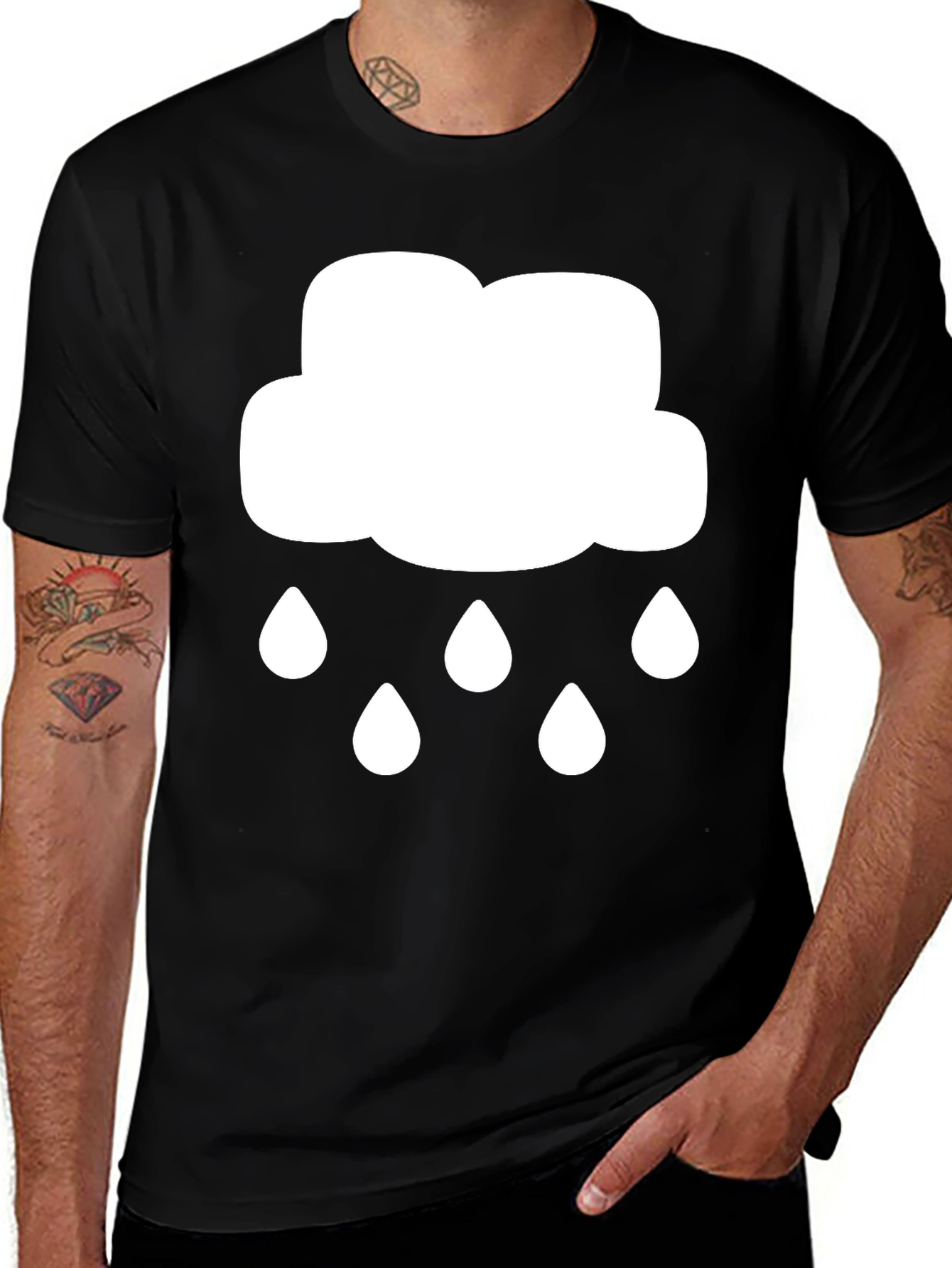 Cloud Rain T-Shirt: Mens Black Graphic Tee
