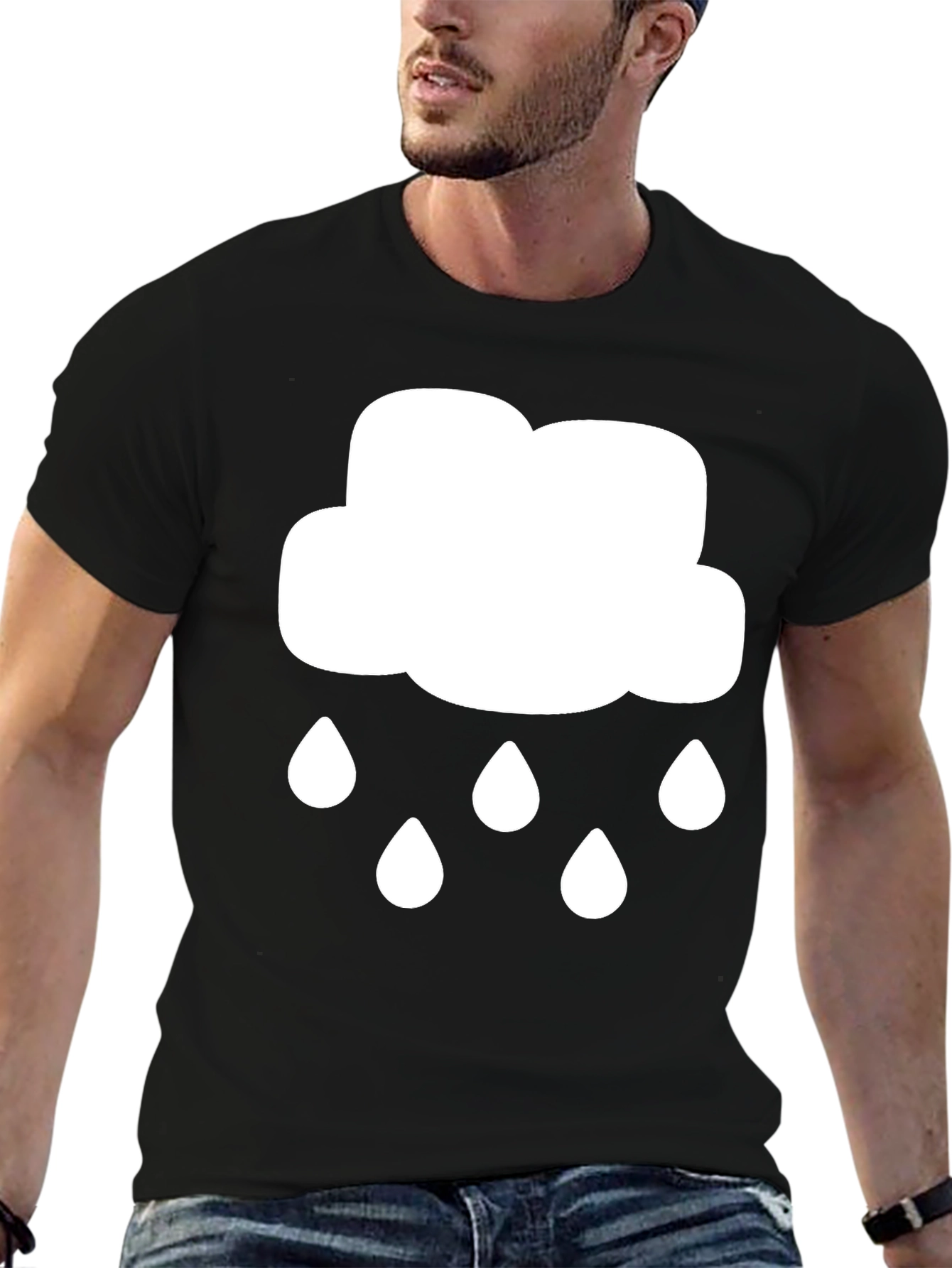 Cloud Rain T-Shirt: Mens Black Graphic Tee