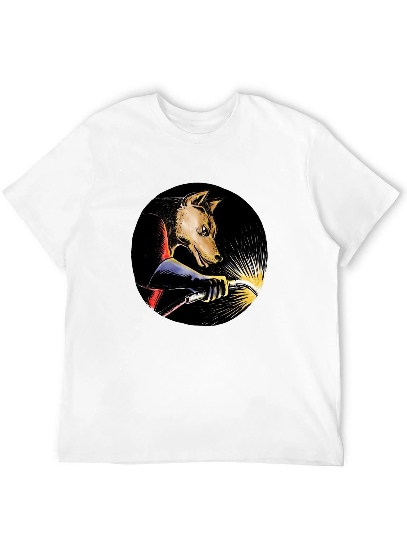 Wolf Welder Graphic T-Shirt - Black Crew Neck Tee