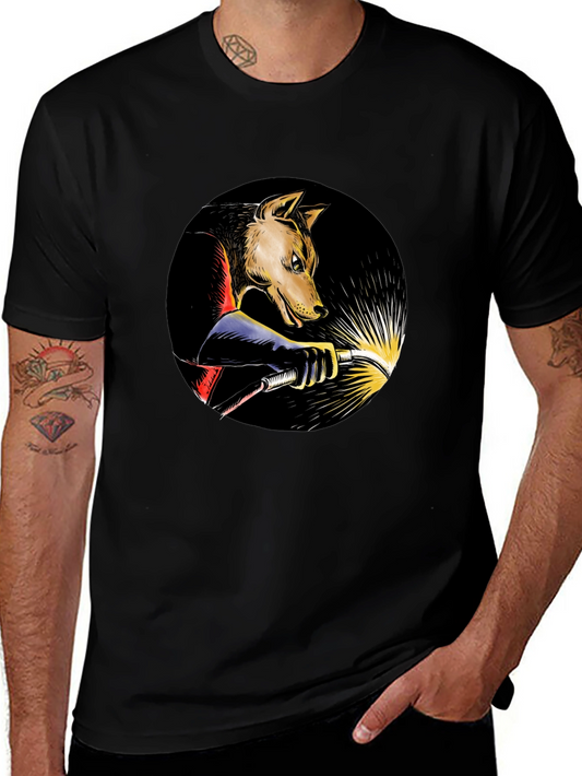 Wolf Welder Graphic T-Shirt - Black Crew Neck Tee