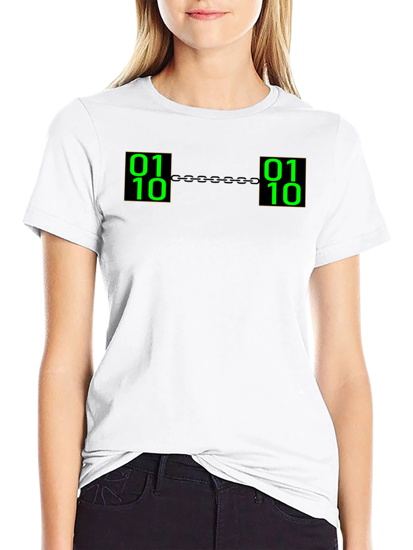 Binary Block Chain Black T-Shirt