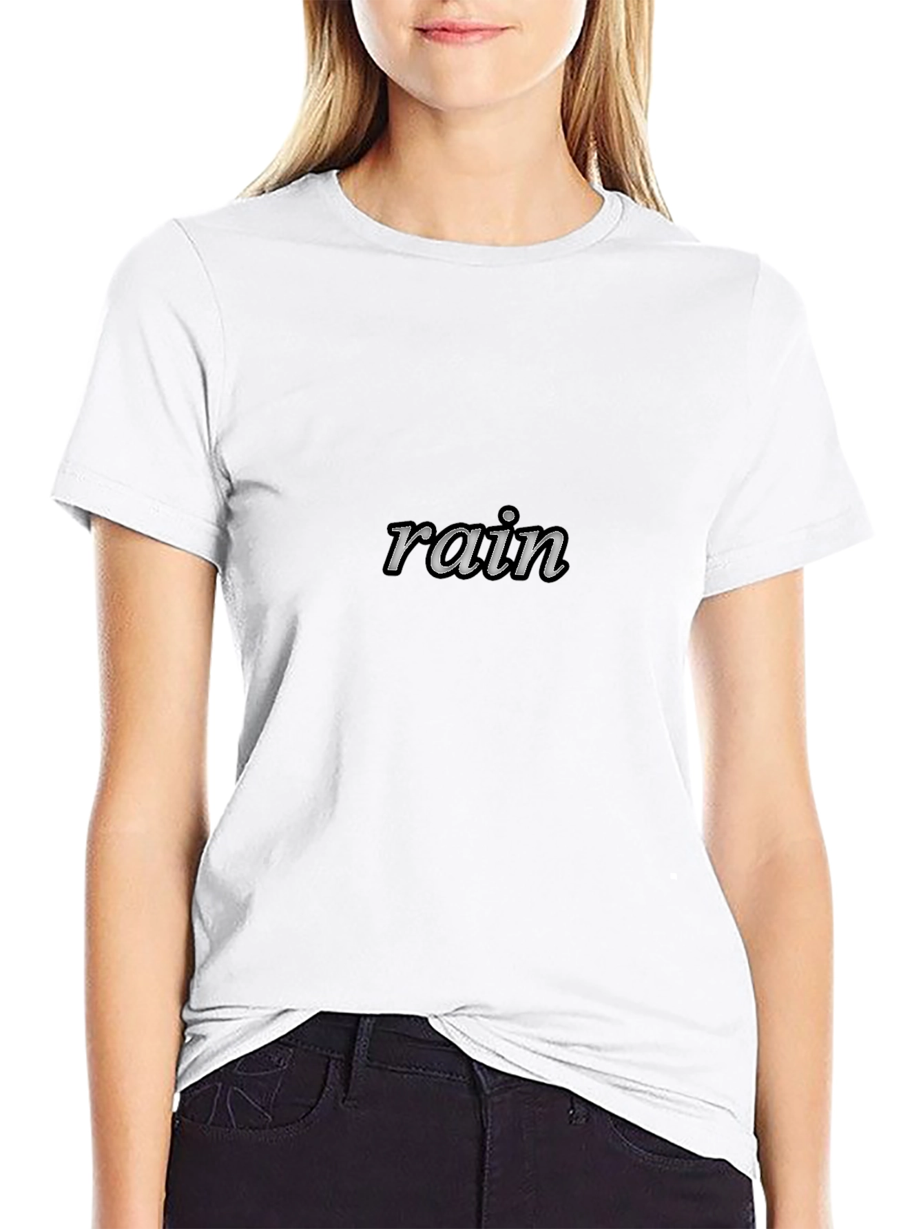 Rain Text Black T-Shirt