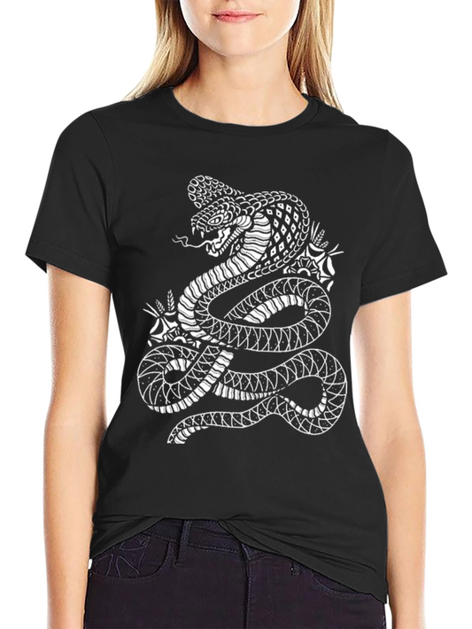 Cobra Graphic Tee - Stylish Snake Design - Black Cotton Shirt
