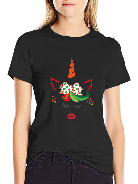 Festive Unicorn Graphic Tee - Holiday Style