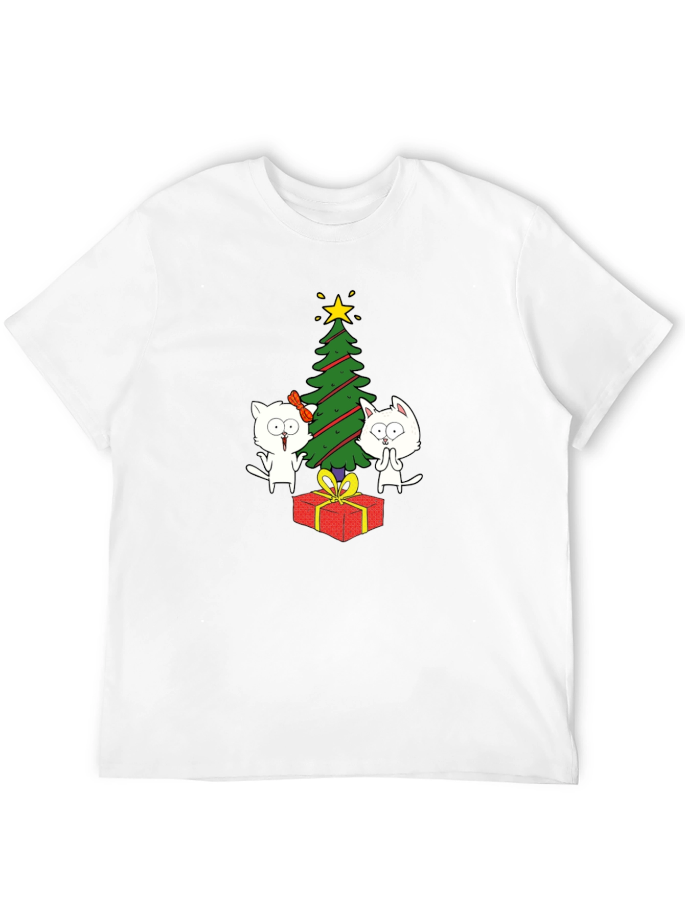 Festive Cat Christmas Tree Graphic Tee