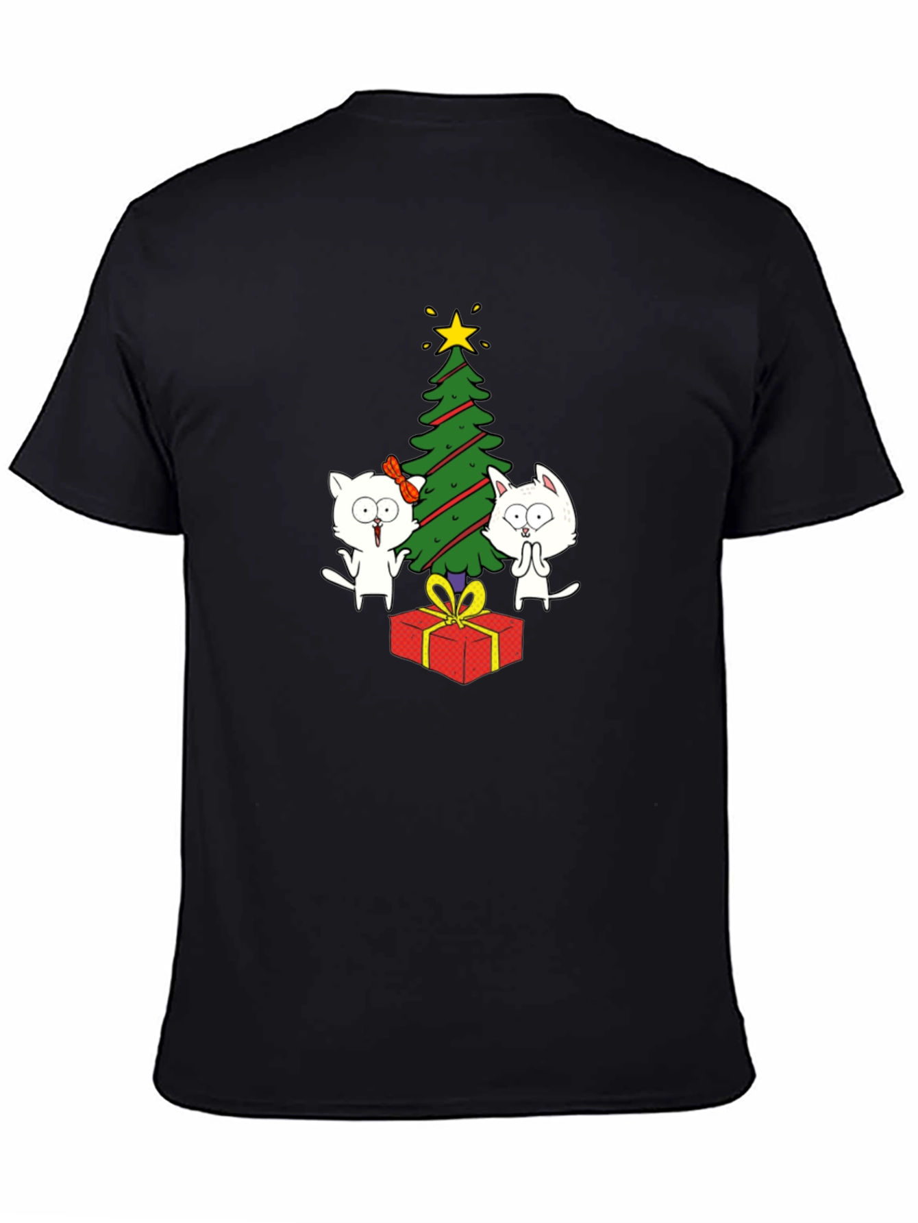 Festive Cat Christmas Tree Graphic Tee