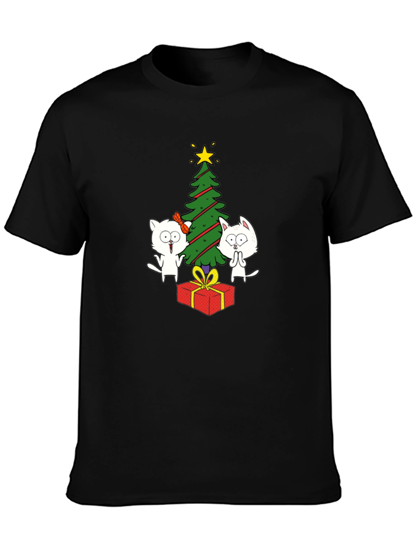 Festive Cat Christmas Tree Graphic Tee