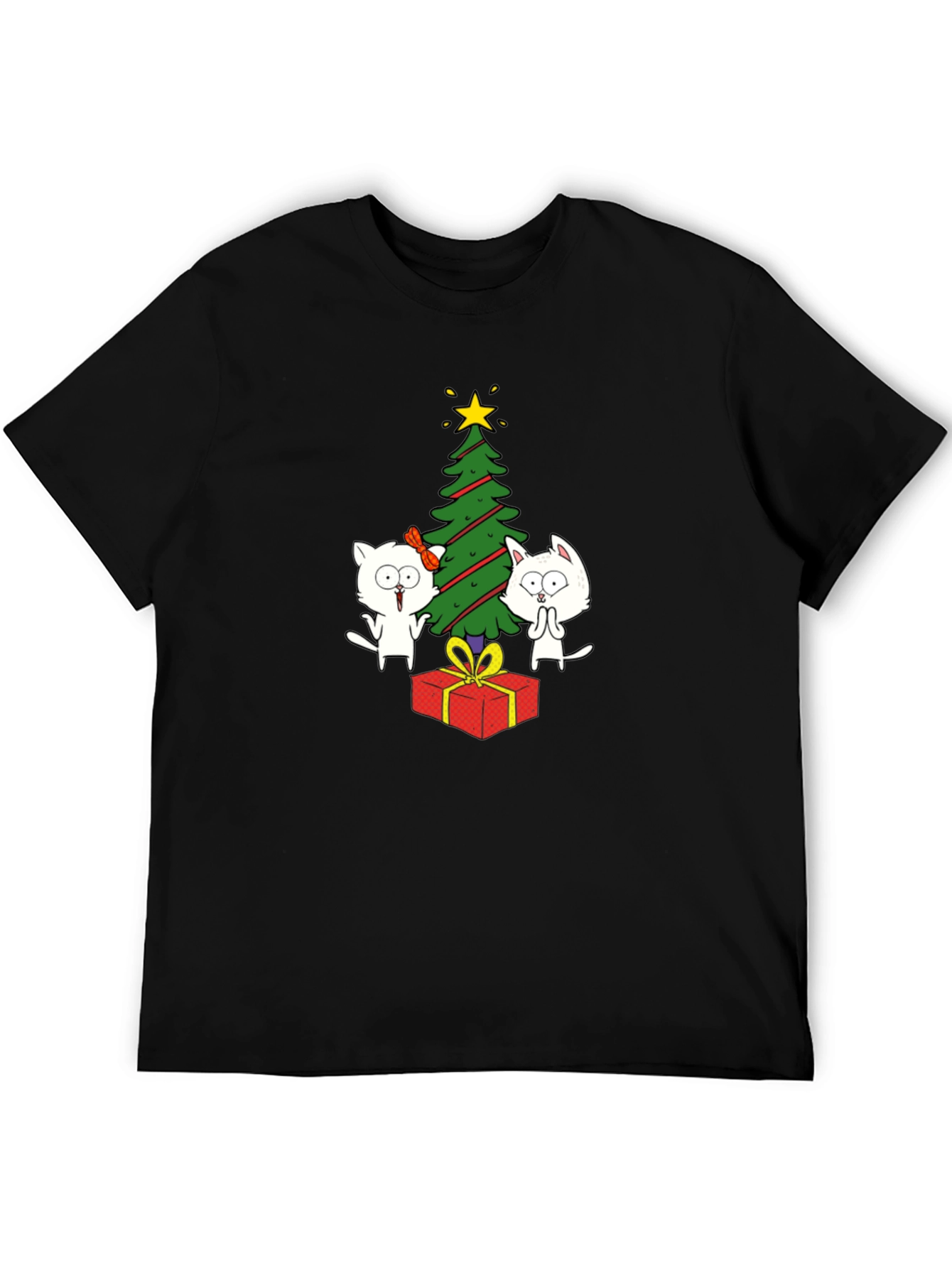Festive Cat Christmas Tree Graphic Tee