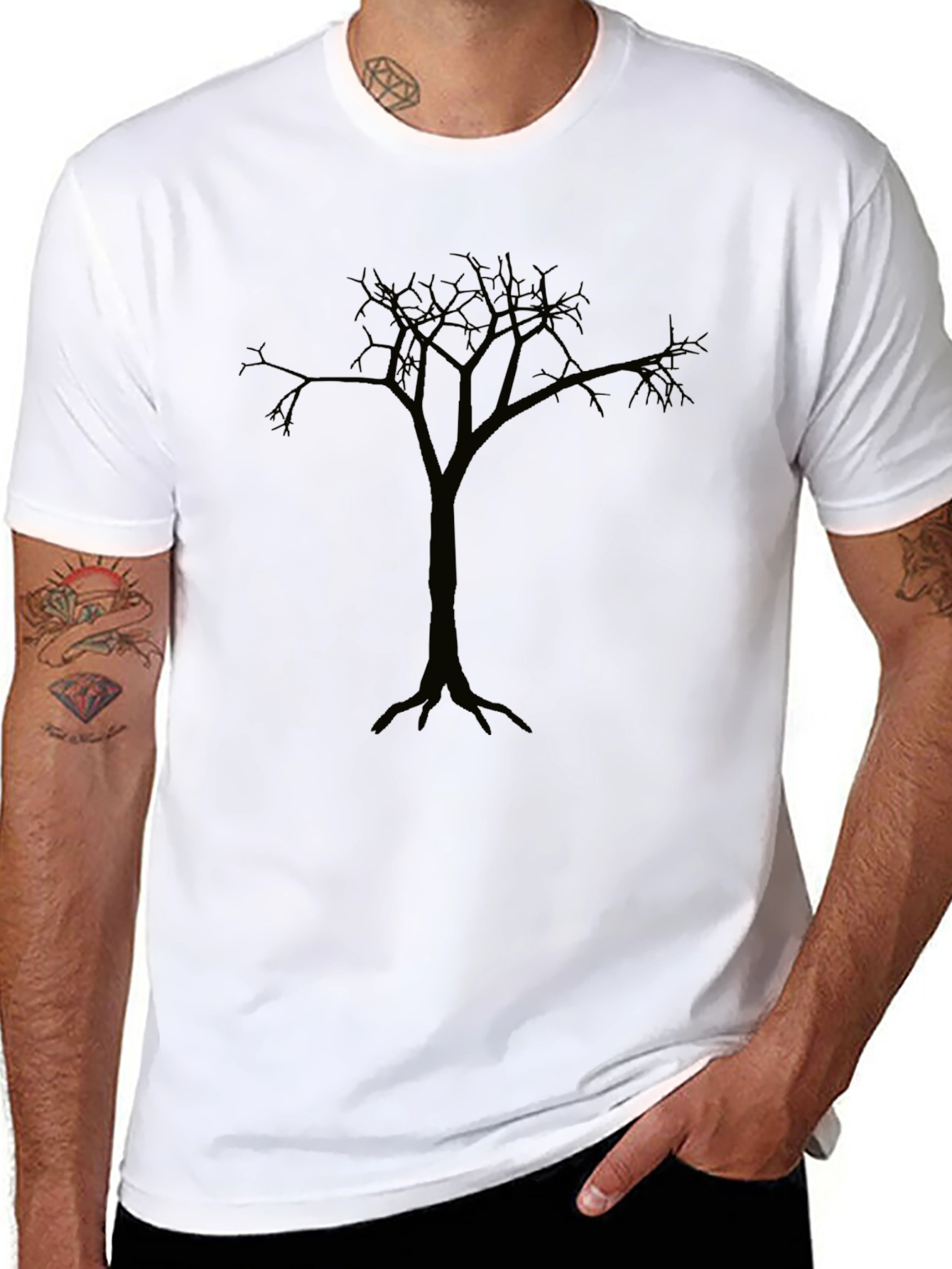 Mens Black Tree Graphic T-Shirt