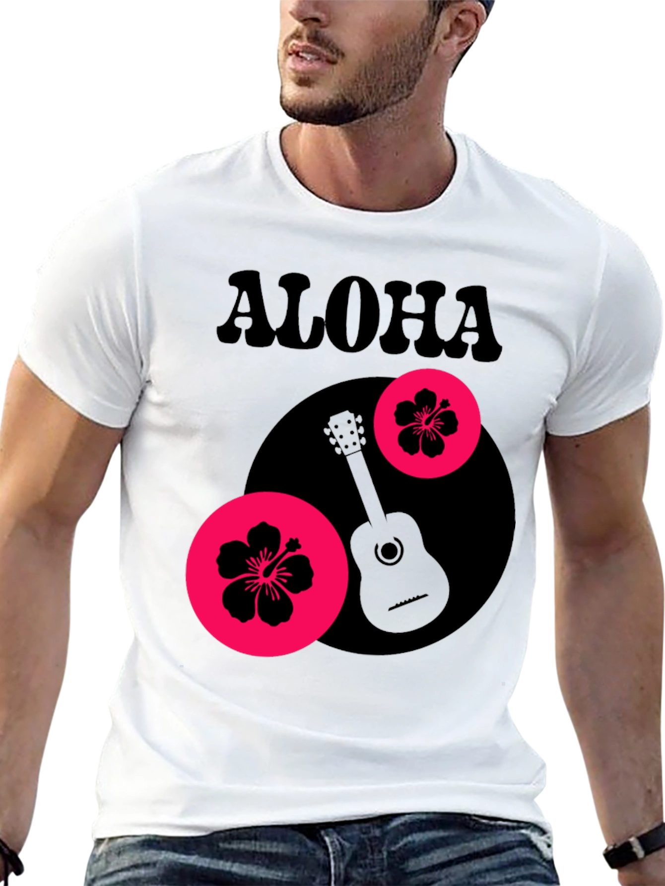 Aloha Graphic Tee - Tropical Guitar Design