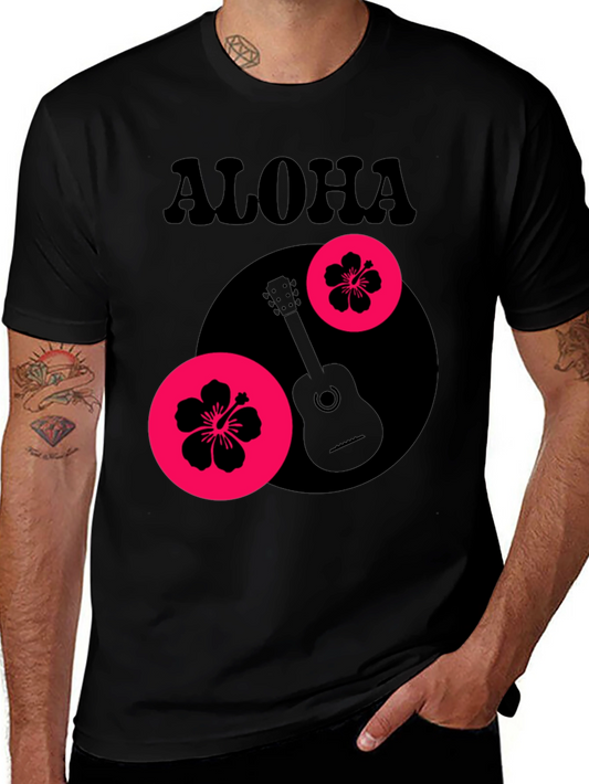 Aloha Graphic Tee - Tropical Guitar Design