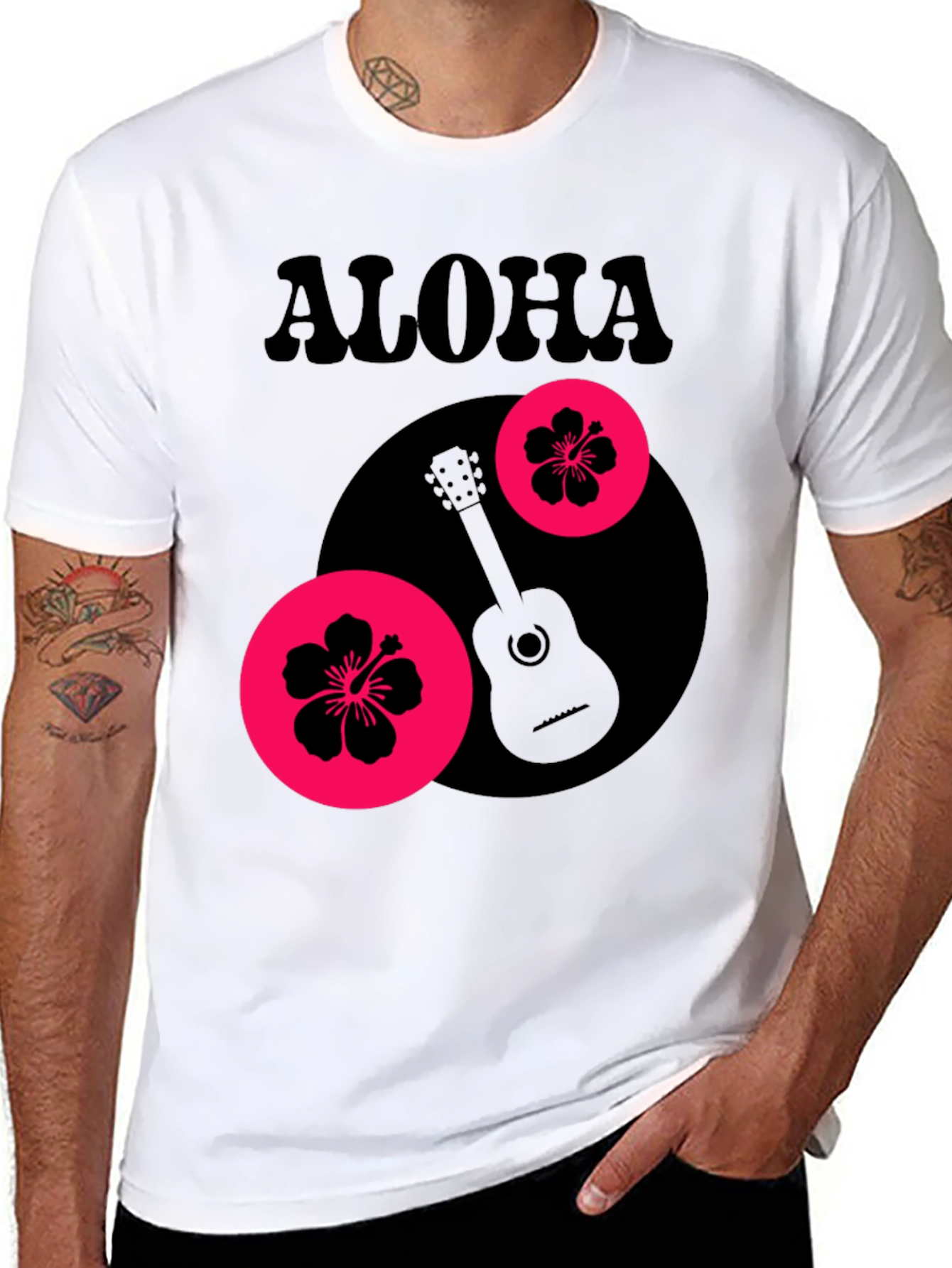 Aloha Graphic Tee - Tropical Guitar Design
