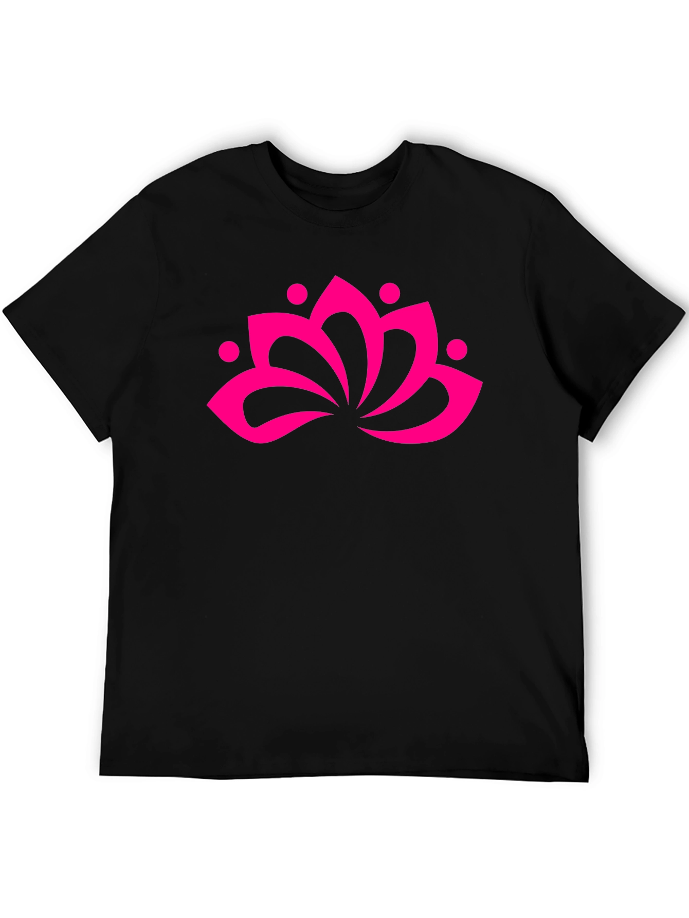 Black T-Shirt with Pink Lotus Flower Graphic